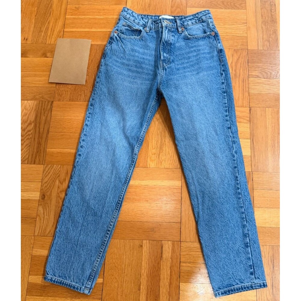 Zara Women's Straight Leg Jeans Size 4 Medium Wash Blue Denim 100% Cotton